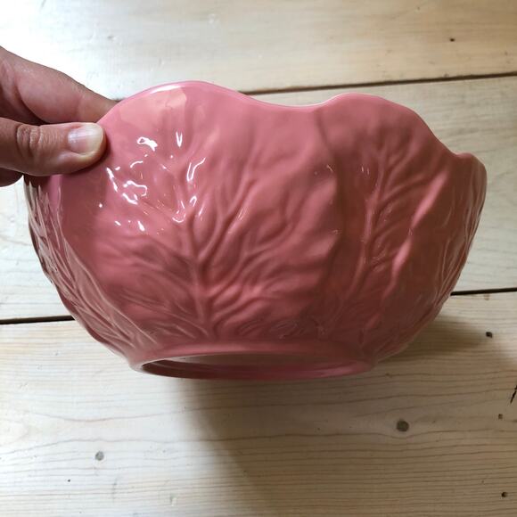 Primrose Vintage NWT Pink Cabbage Leaf Melamine Salad Serving Bowl 10" - Picture 6 of 6